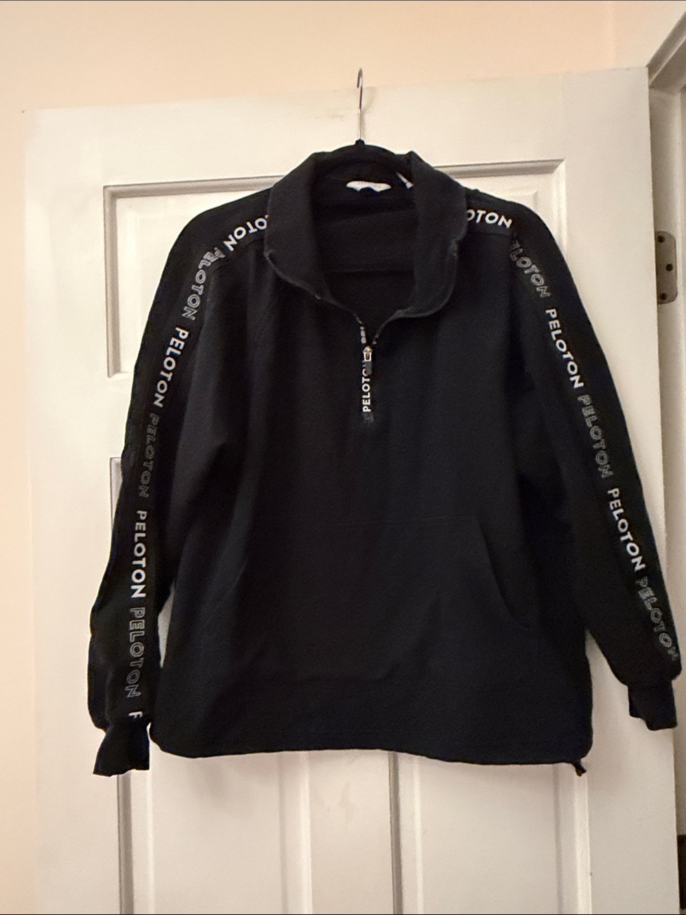Peloton Black Half-Zip Pullover with Logo Sleeve Tape